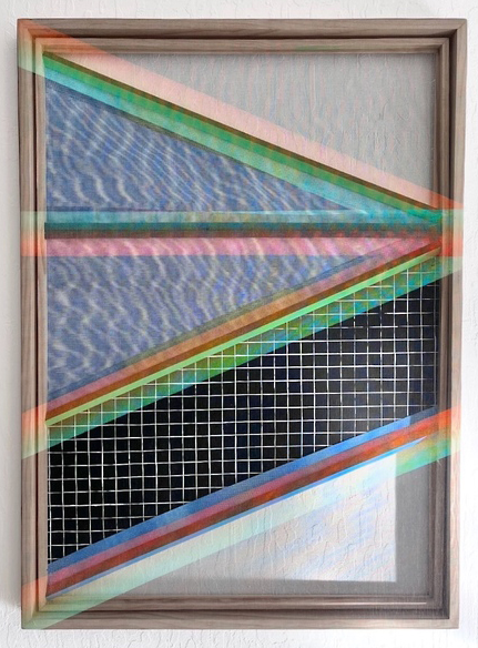 Samantha Buchanan, In Case One Were To Vanish Entirely (I), monotype: Ink on mesh & microfiber w/acrylic coated moulding, 43" x 31" x 2", $4,000