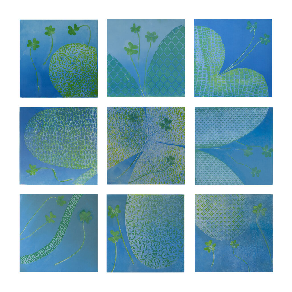 Carol Brent Levin "Oxalis" monotype on Hanamuhle Copperplate 26" x 26" 2015 Carol Brent Levin "Oxalis" monotype on Hanamuhle Copperplate 26" x 26" 2015