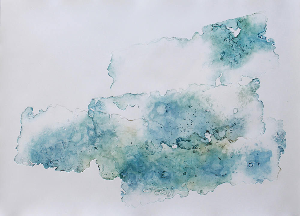 Megan Broughton, Recherchebreen Glacial Lagoon 4, Monoprint etching: ferric spit bite and flat bite, 29 in x 41 in, 2021 Megan Broughton, Recherchebreen Glacial Lagoon 4, Monoprint etching: ferric spit bite and flat bite, 29 in x 41 in, 2021