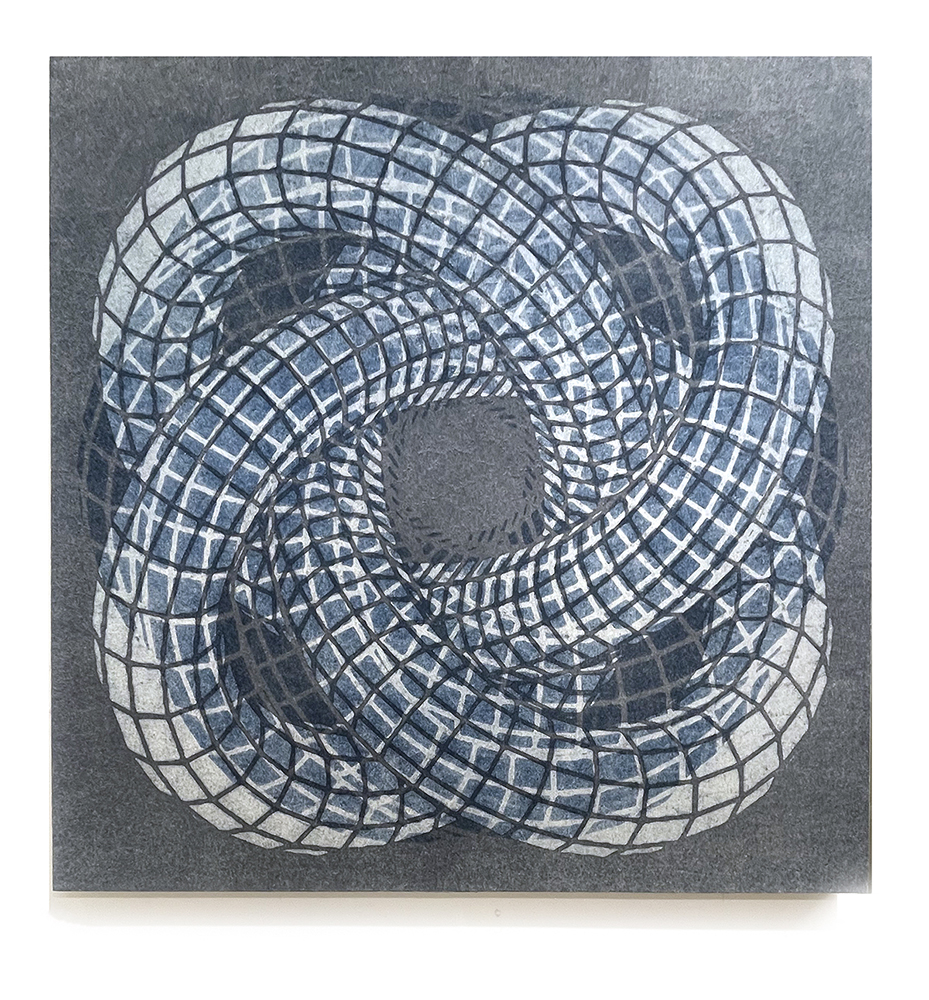 Carrie Ann Plank, Loop Series #3, Monoprint on panel, 31 in x 31 in, 2021 Carrie Ann Plank, Loop Series #3, Monoprint on panel, 31 in x 31 in, 2021