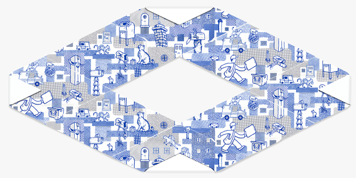 Nathan Pietrykowski, Delivery Patterns, Configuration #3, screenprint on laser-cut and folded paper, 26" x 54" x .25", $2,500