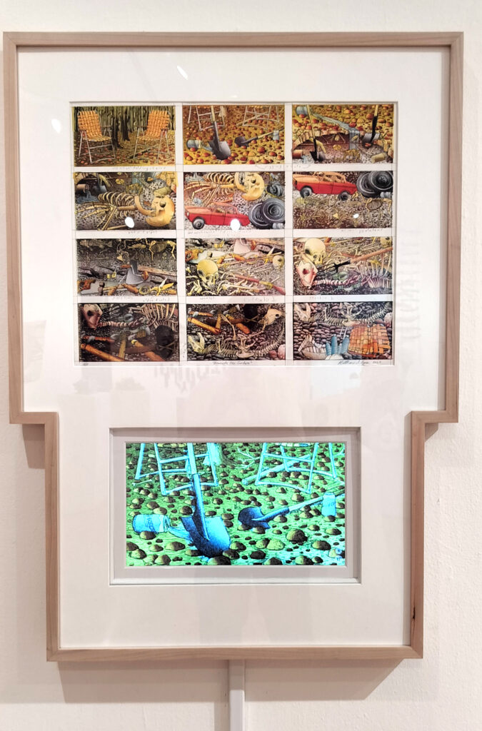 Matthew Egan, Beneath the Surface with animated component, lithograph accompanied by digital photo display, 38" x 27" x 2", $1,200