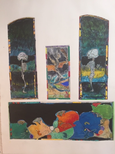 Robert Simons "The Immortal Individual and the Shock of Recognition" intaglio with hand coloring and mixed media Robert Simons "The Immortal Individual and the Shock of Recognition" intaglio with hand coloring and mixed media