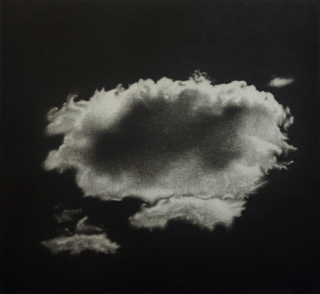Geneviève L'Heureux 'Silver Lining' mezzotint, chine collé 6.5" x 7" 2019 Geneviève L'Heureux 'Silver Lining' mezzotint, chine collé 6.5" x 7" 2019