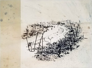 Linda Yoshizawa, Mecha Kucha, Solarplate etching and collage, 6 x 8 in, 2018 Linda Yoshizawa, Mecha Kucha, Solarplate etching and collage, 6 x 8 in, 2018