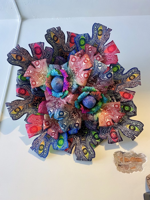 Stephanie Berrie, Microcosmic Horror 1, intaglio and screenprint on paper with felt, poly-fiber stuffing, thread, glue, 36" x 36" x 20", $1,000