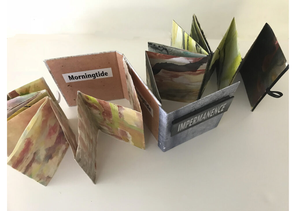 Barbara Nilsson "Impermanence" encaustic monotype artist book 5.8" x 24" x 10" Open 2018 Barbara Nilsson "Impermanence" encaustic monotype artist book 5.8" x 24" x 10" Open 2018