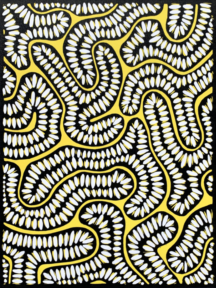 Rich Fowler, Grooves, Reduction Linocut, 14 in x 11 in, 2021 Rich Fowler, Grooves, Reduction Linocut, 14 in x 11 in, 2021