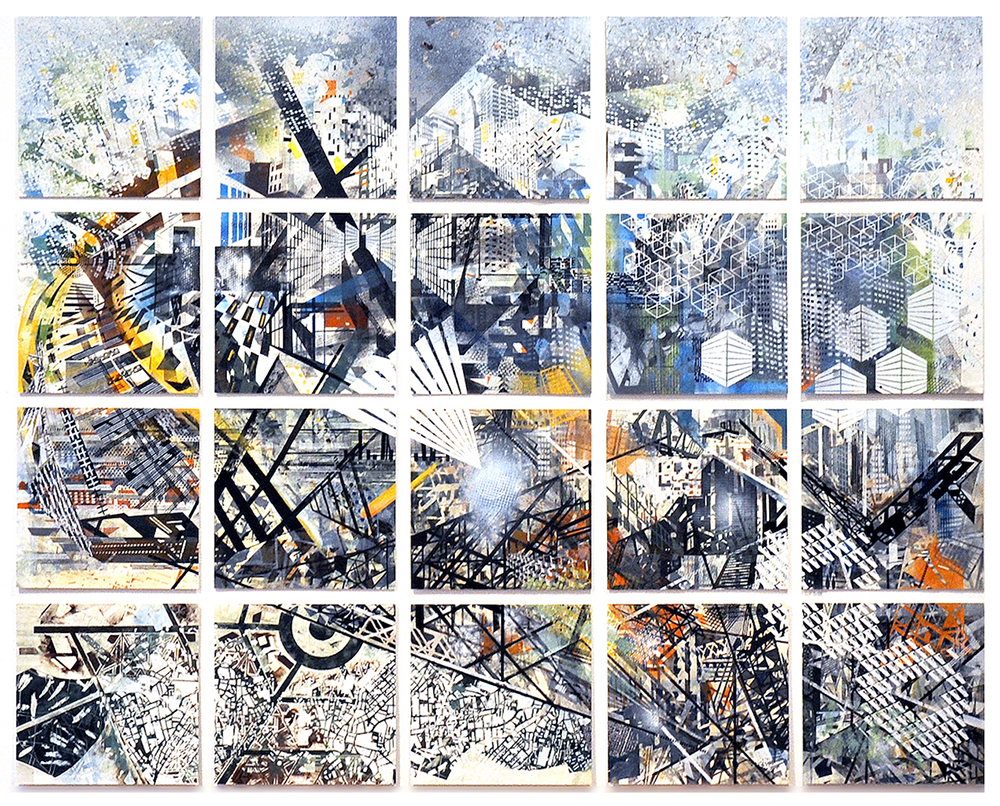 Sandra Kelch, Evolution of the Metropolis Mural, Monotype, relief, silkscreening, 108 ft x 156 ft, 2018 Sandra Kelch, Evolution of the Metropolis Mural, Monotype, relief, silkscreening, 108 ft x 156 ft, 2018