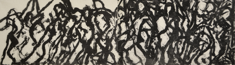 Sandy Walker, Many, Woodblock print, 47 in x 168 in, 2021 Sandy Walker, Many, Woodblock print, 47 in x 168 in, 2021