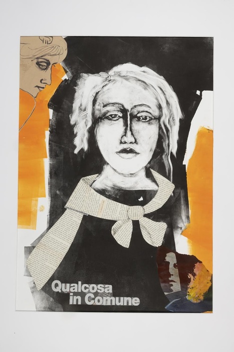 Rose Steiner, Something in Common, monoprint with mixed media, 36" x 24" x 1.5", $2,900