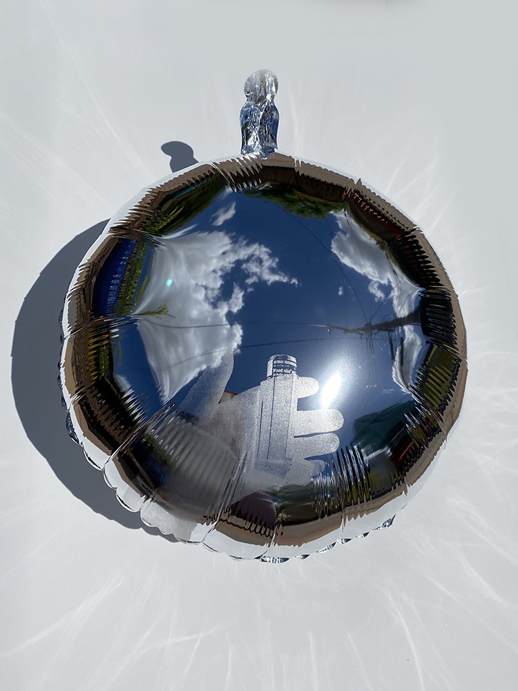 Summer Ventis, Held Breaths Balloon XIII, Screen-printed mylar balloon, artist's breath, 12 in x 12 in x 6 in, 2021 Summer Ventis, Held Breaths Balloon XIII, Screen-printed mylar balloon, artist's breath, 12 in x 12 in x 6 in, 2021