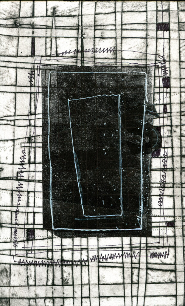 Jami Taback "Another Night" Collagraph and Linocut with drawing 15 x 11 inches 2019 Jami Taback "Another Night" Collagraph and Linocut with drawing 15 x 11 inches 2019