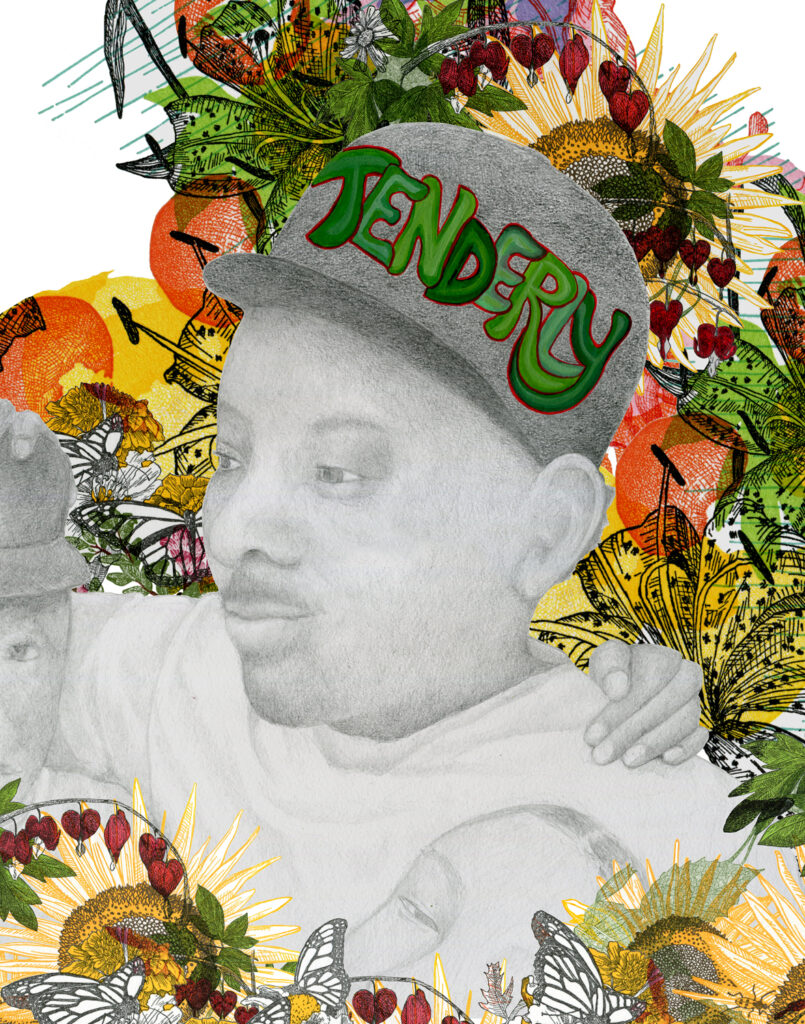 Kim Vanderheiden “Tenderly. Father Returns” pencil, letterpress. Acrylic, digital 12 x 9.5” 2020 Kim Vanderheiden “Tenderly. Father Returns” pencil, letterpress. Acrylic, digital 12 x 9.5” 2020