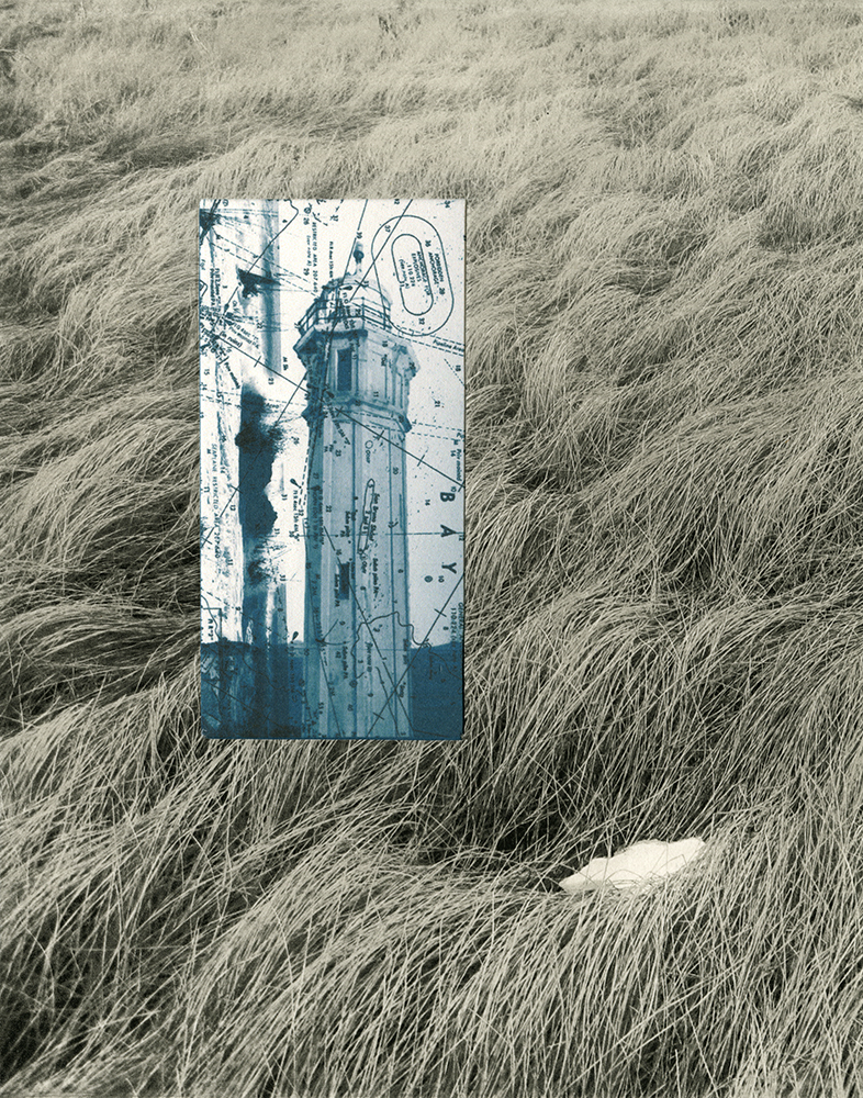 Frances Valesco, El Mar y Los Faros #2, Etching, pigment print, collage 7 7/8 in x 7 1/4 in, 2019 Frances Valesco, El Mar y Los Faros #2, Etching, pigment print, collage 7 7/8 in x 7 1/4 in, 2019