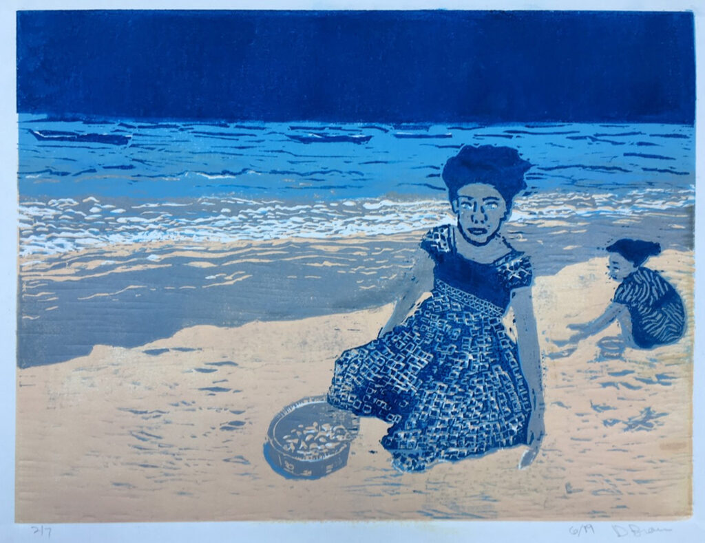 Donna Brown “Zanzibar Girls” reduction woodcut 12" x 16" 2019 Donna Brown “Zanzibar Girls” reduction woodcut 12" x 16" 2019