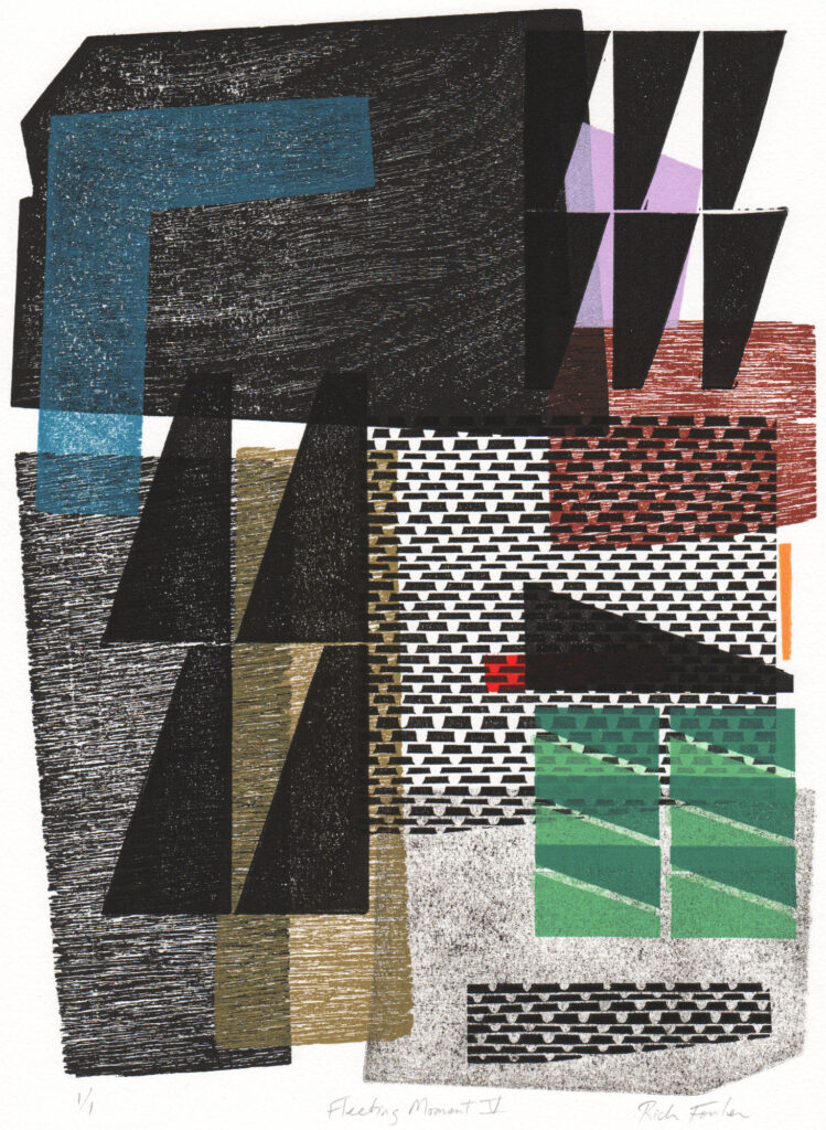 Rich Fowler, Fleeting Moment V, linoleum and woodblock print, 9" x 12"