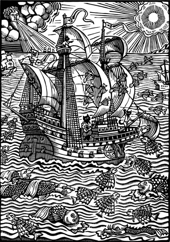 Melissa West, Adventure!, linoleum block print, 20" x 16"