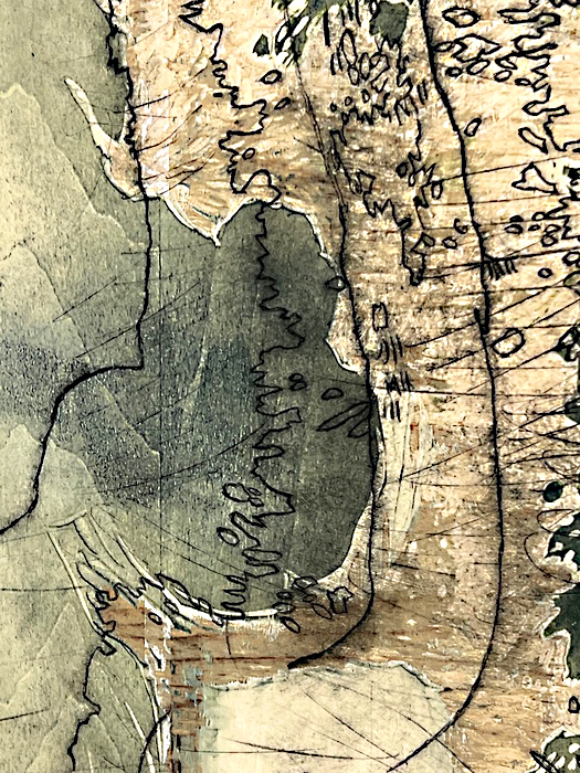 Donna Westerman, Osculation (detail), Archival Pigment Print of wood matrix with drypoint, 48" x 20" x 1.5", $4,600